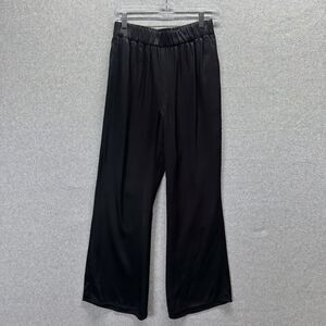 J Crew Pants Womens Size 2 Black Wide Leg Luster Satin Crepe Pull On